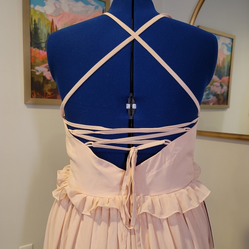 Women's Blush Pink Ruffle Maxi Dress - Picture 4 of 6
